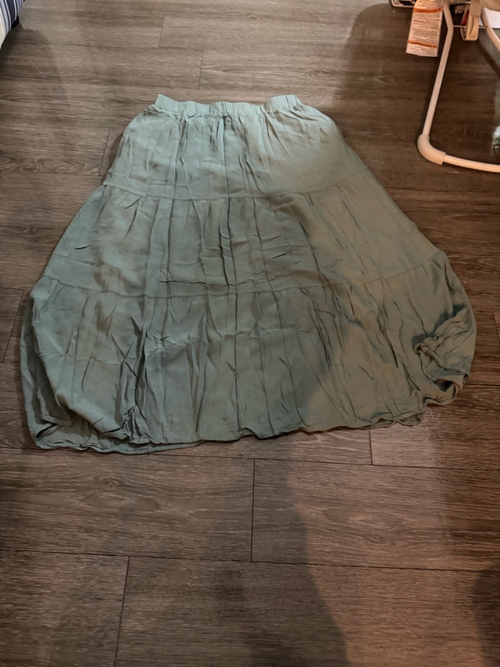 Zara Light Sage Tiered Maxi Skirt